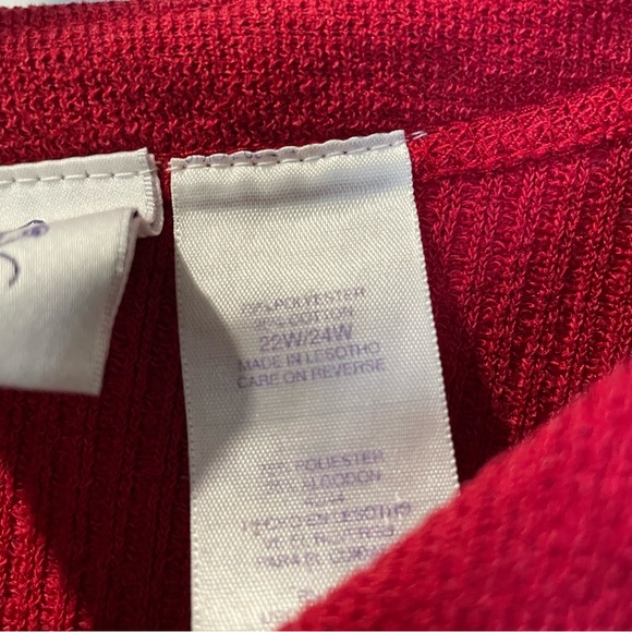 Just My Size Women’s Long Sleeve VNeck Sweater Red 22/24 Gently Worn - Picture 5 of 8